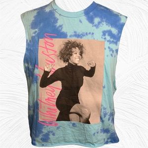 🦋 Whitney Houston Size Large BlueTie Dye, Drop Armhole Tank Top NWOT